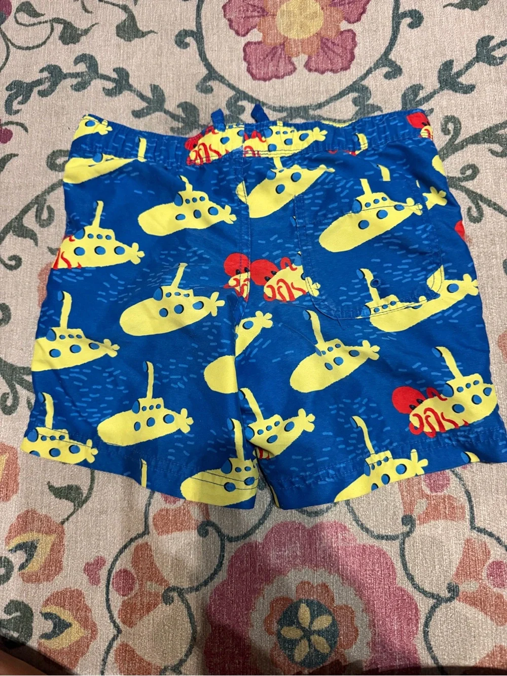 Hanna Andersson Blue Swim Trunks with Yellow & Red Submarine Print